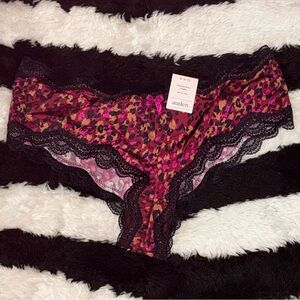 Auden Pink & Black Leopard Lace Bikini Brief